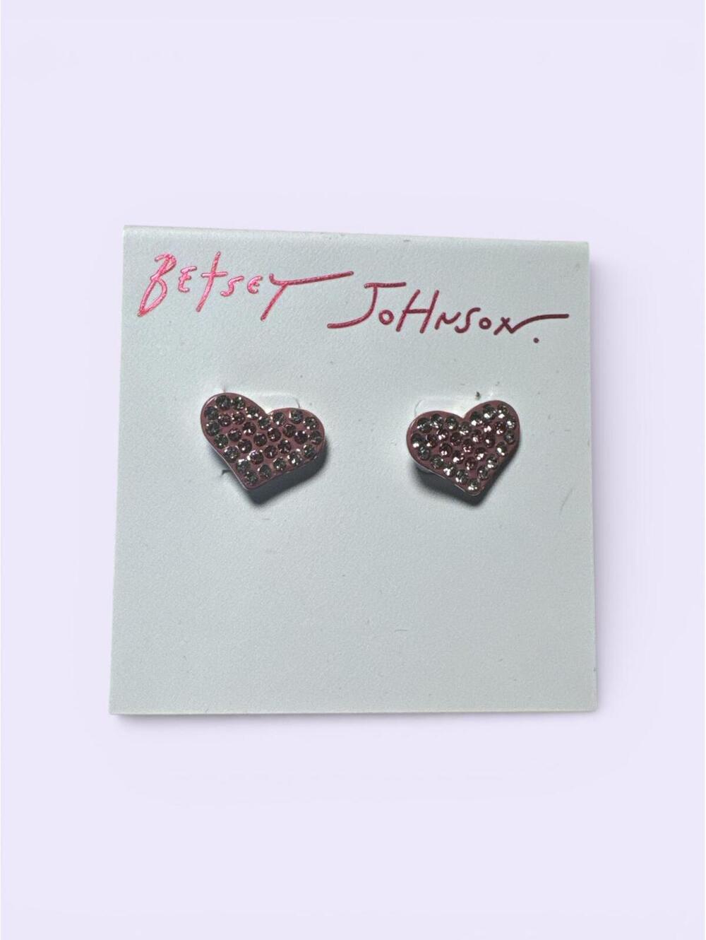 Betsey Johnson Pink Heart-Shaped Stud Earrings